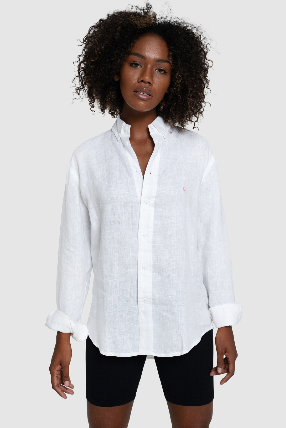 Relaxed fit linen shirt PINK K