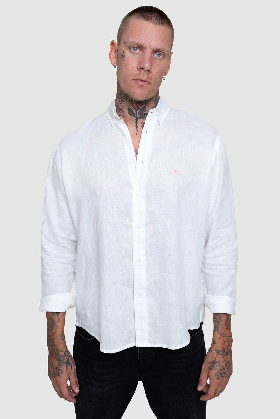 Relaxed fit linen shirt PINK K