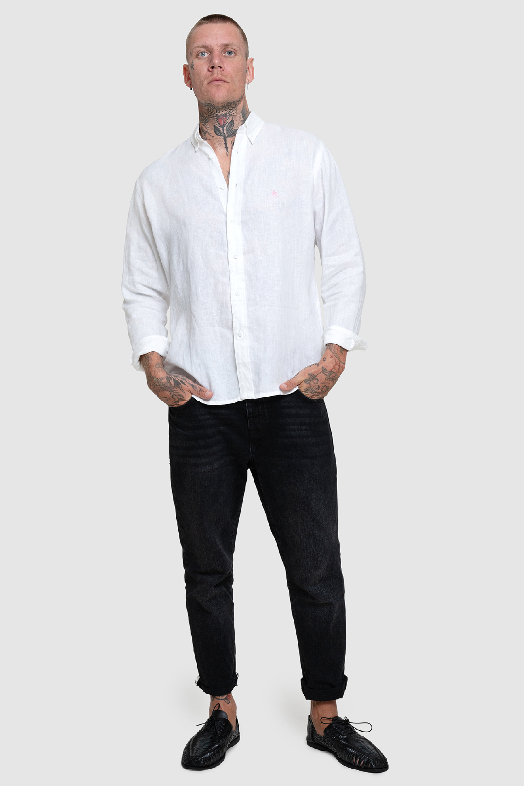 Relaxed fit linen shirt PINK K