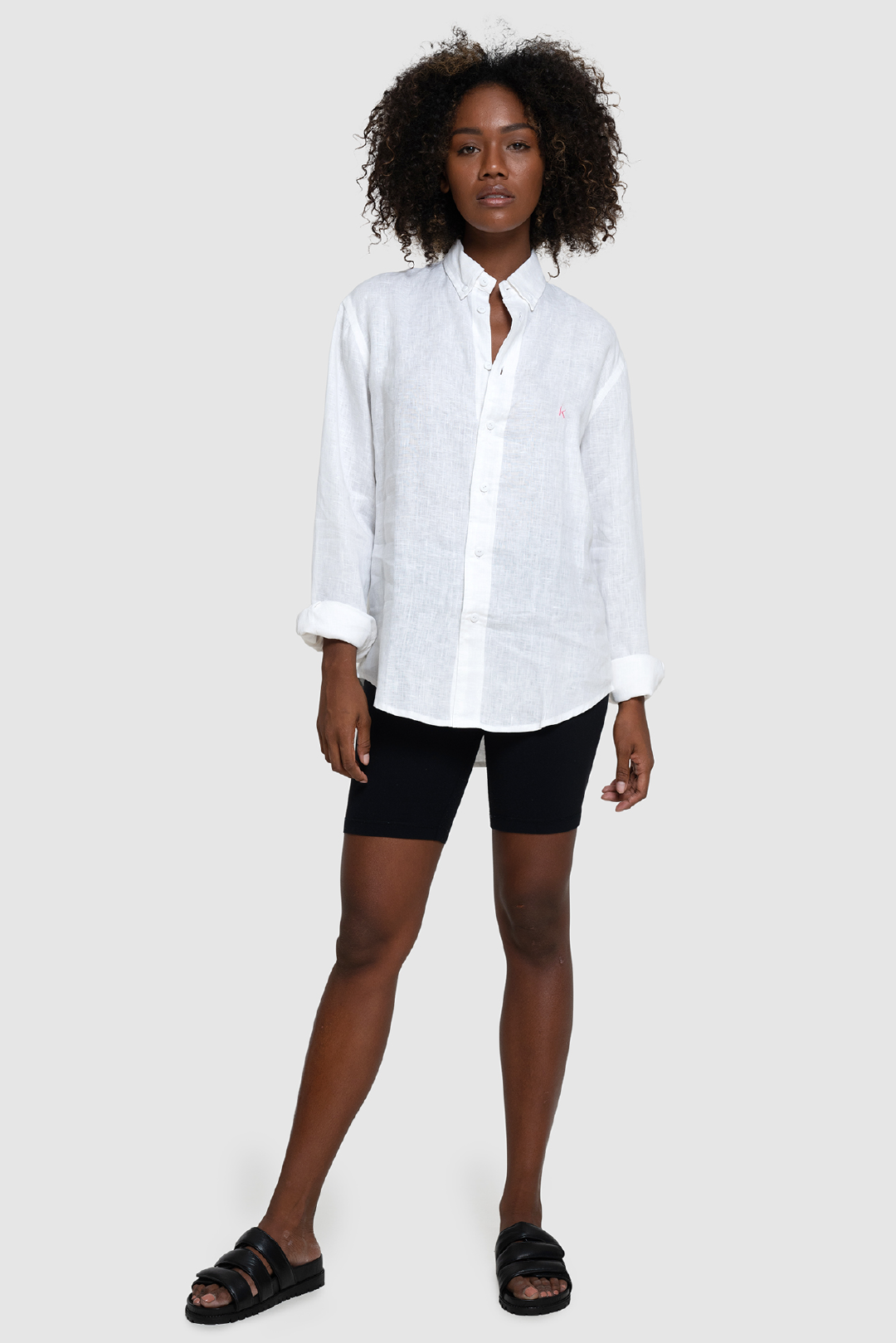 Relaxed fit linen shirt PINK K