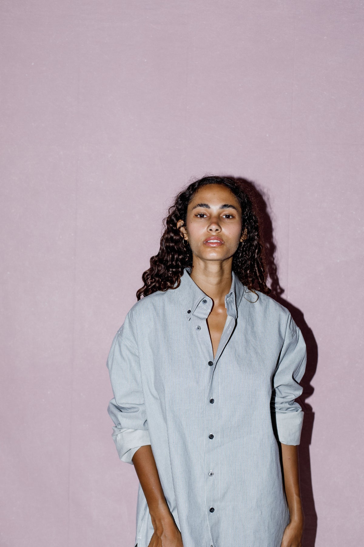 Striped Collared Button-Up Shirt Navy / White