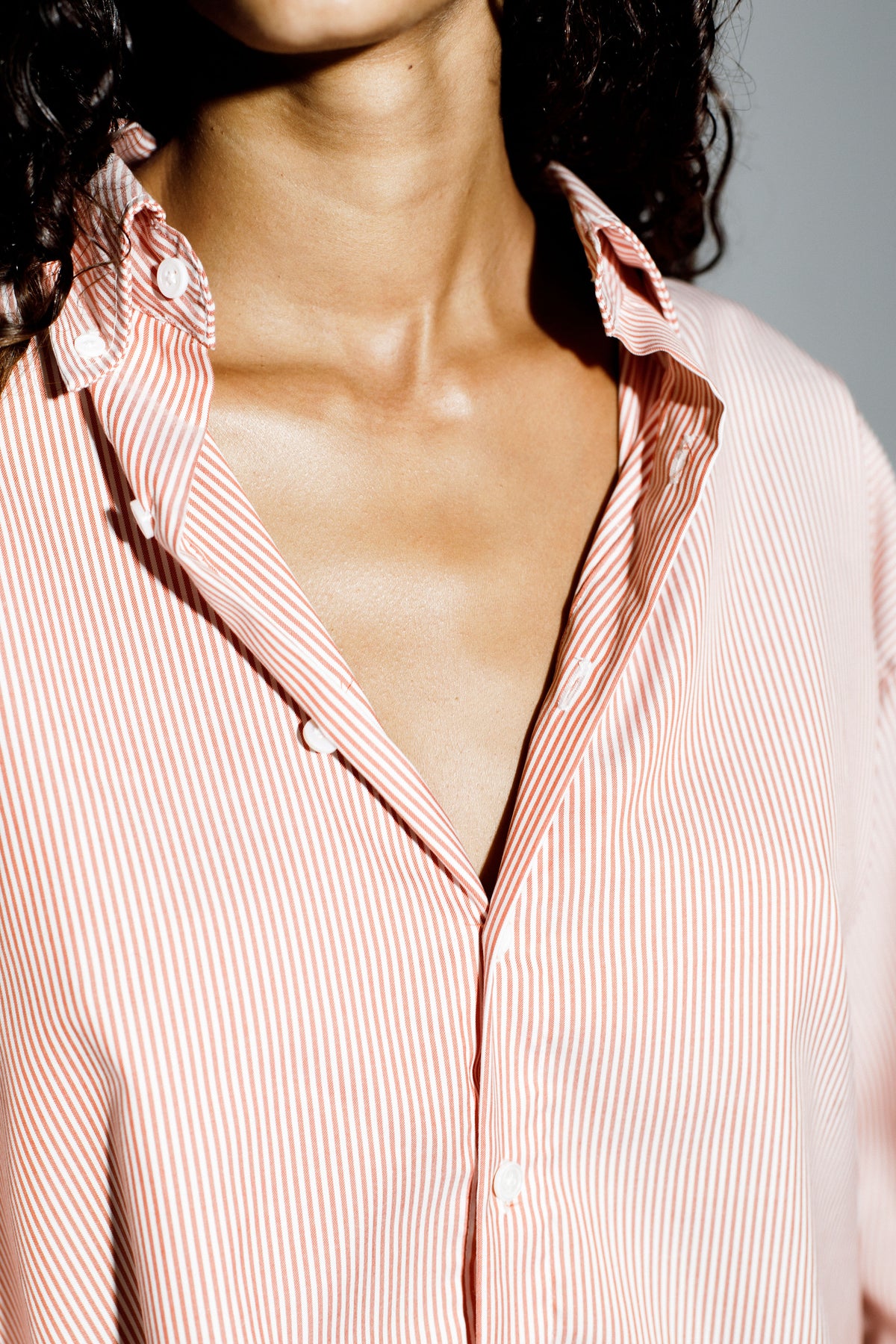 Striped Collared Button-Up Shirt Red / White